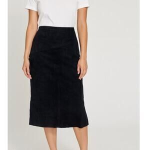 Laurice vintage midi skirt suede leather black western side slit SZ 9/10 lined